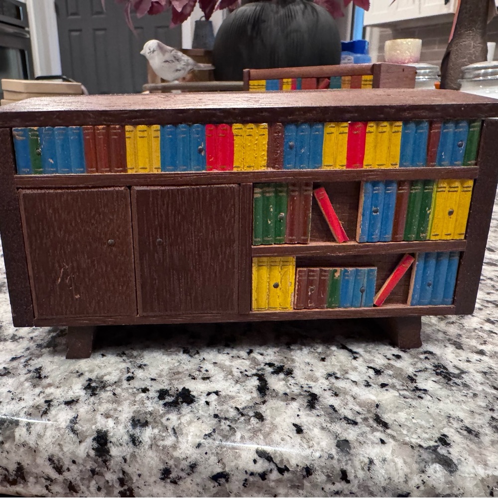 Vintage Wooden Bookshelf Music Box cigarette dispenser 1950-1960s